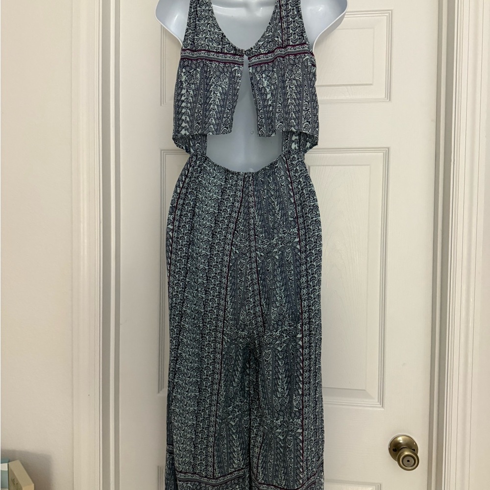 Leshop brand Elegant Blue Patterned Maxi Pant Dress - Picture 2 of 2